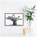 Picture of Black vase with green leafs _GroupedProduct_Rectangle_Landscape_Photography _GroupedProduct_Rectangle_Landscape_Canvas_Framed_