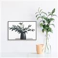 Picture of Black vase with green leafs _GroupedProduct_Rectangle_Landscape_Photography _GroupedProduct_Rectangle_Landscape_Canvas_Framed_