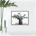 Picture of Black vase with green leafs _GroupedProduct_Rectangle_Landscape_Photography _GroupedProduct_Rectangle_Landscape_Canvas_Framed_