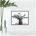 Picture of Black vase with green leafs _GroupedProduct_Rectangle_Landscape_Photography _GroupedProduct_Rectangle_Landscape_Canvas_Framed_