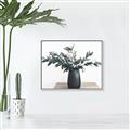 Picture of Black vase with green leafs _GroupedProduct_Rectangle_Landscape_Photography _GroupedProduct_Rectangle_Landscape_Canvas_Framed_