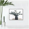 Picture of Black vase with green leafs _GroupedProduct_Rectangle_Landscape_Photography _GroupedProduct_Rectangle_Landscape_Canvas_Framed_