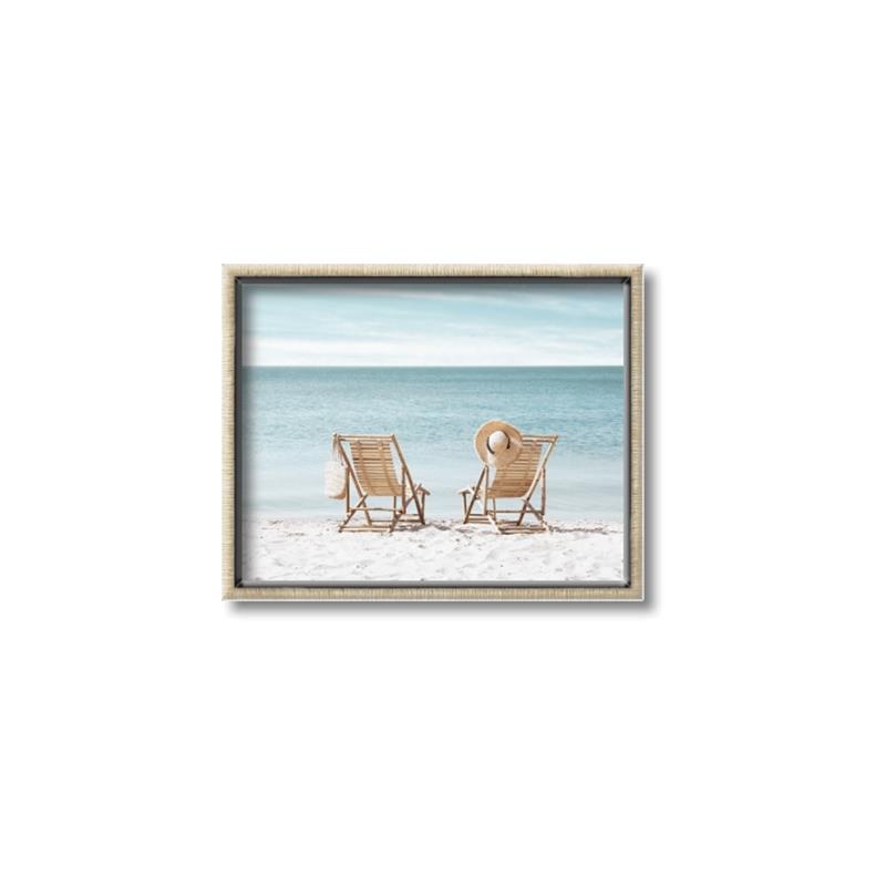 Picture of Muskoka Chairs with hats _GroupedProduct_Rectangle_Landscape_Photography _GroupedProduct_Rectangle_Landscape_Canvas_Framed_