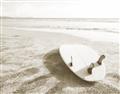 Picture of Surfboard on the Sand _GroupedProduct_Rectangle_Landscape_Photography _GroupedProduct_Rectangle_Landscape_Unframed_Print_Only_