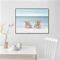 Picture of Muskoka Chairs with hats _GroupedProduct_Rectangle_Landscape_Photography _GroupedProduct_Rectangle_Landscape_Canvas_Framed_