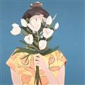 Picture of Girl with bouquet of flowers _GroupedProduct_Square_Unframed_Print_Only_