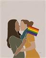 Picture of Two girls with rainbow flag _GroupedProduct_Rectangle_Portrait_Unframed_Print_Only_