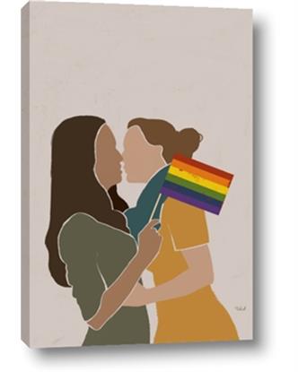 Picture of Two girls with rainbow flag