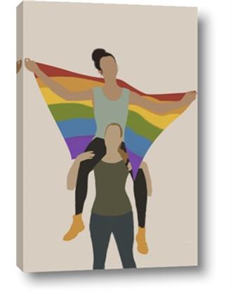 Picture of Two girls with rainbow flag II
