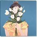 Picture of Girl with bouquet of flowers _GroupedProduct_Square_Canvas_