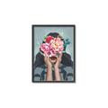Picture of Girl with bouquet of flowers II _GroupedProduct_Rectangle_Portrait_Canvas_Framed_