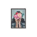 Picture of Girl with bouquet of flowers II _GroupedProduct_Rectangle_Portrait_Canvas_Framed_