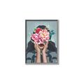 Picture of Girl with bouquet of flowers II _GroupedProduct_Rectangle_Portrait_Canvas_Framed_