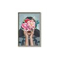 Picture of Girl with bouquet of flowers II _GroupedProduct_Rectangle_Portrait_Canvas_Framed_