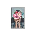 Picture of Girl with bouquet of flowers II _GroupedProduct_Rectangle_Portrait_Canvas_Framed_