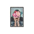Picture of Girl with bouquet of flowers II _GroupedProduct_Rectangle_Portrait_Canvas_Framed_