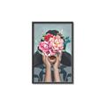 Picture of Girl with bouquet of flowers II _GroupedProduct_Rectangle_Portrait_Canvas_Framed_