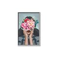 Picture of Girl with bouquet of flowers II _GroupedProduct_Rectangle_Portrait_Canvas_Framed_