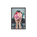 Picture of Girl with bouquet of flowers II _GroupedProduct_Rectangle_Portrait_Canvas_Framed_