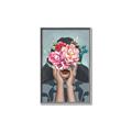 Picture of Girl with bouquet of flowers II _GroupedProduct_Rectangle_Portrait_Canvas_Framed_