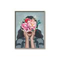 Picture of Girl with bouquet of flowers II _GroupedProduct_Rectangle_Portrait_Canvas_Framed_