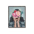 Picture of Girl with bouquet of flowers II _GroupedProduct_Rectangle_Portrait_Canvas_Framed_