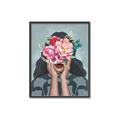 Picture of Girl with bouquet of flowers II _GroupedProduct_Rectangle_Portrait_Canvas_Framed_