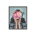 Picture of Girl with bouquet of flowers II _GroupedProduct_Rectangle_Portrait_Canvas_Framed_