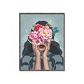 Picture of Girl with bouquet of flowers II _GroupedProduct_Rectangle_Portrait_Canvas_Framed_