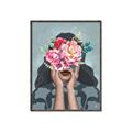 Picture of Girl with bouquet of flowers II _GroupedProduct_Rectangle_Portrait_Canvas_Framed_