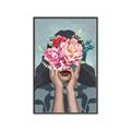 Picture of Girl with bouquet of flowers II _GroupedProduct_Rectangle_Portrait_Canvas_Framed_