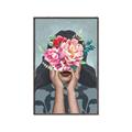 Picture of Girl with bouquet of flowers II _GroupedProduct_Rectangle_Portrait_Canvas_Framed_
