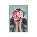 Picture of Girl with bouquet of flowers II _GroupedProduct_Rectangle_Portrait_Canvas_Framed_