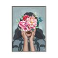 Picture of Girl with bouquet of flowers II _GroupedProduct_Rectangle_Portrait_Canvas_Framed_