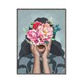 Picture of Girl with bouquet of flowers II _GroupedProduct_Rectangle_Portrait_Canvas_Framed_