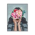 Picture of Girl with bouquet of flowers II _GroupedProduct_Rectangle_Portrait_Canvas_Framed_