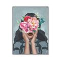 Picture of Girl with bouquet of flowers II _GroupedProduct_Rectangle_Portrait_Canvas_Framed_