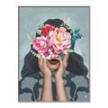 Picture of Girl with bouquet of flowers II _GroupedProduct_Rectangle_Portrait_Canvas_Framed_