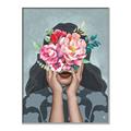 Picture of Girl with bouquet of flowers II _GroupedProduct_Rectangle_Portrait_Canvas_Framed_