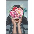 Picture of Girl with bouquet of flowers II _GroupedProduct_Rectangle_Portrait_Canvas_Framed_