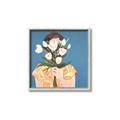 Picture of Girl with bouquet of flowers _GroupedProduct_Square_Canvas_Framed_