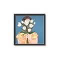 Picture of Girl with bouquet of flowers _GroupedProduct_Square_Canvas_Framed_