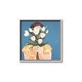 Picture of Girl with bouquet of flowers _GroupedProduct_Square_Canvas_Framed_