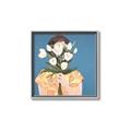 Picture of Girl with bouquet of flowers _GroupedProduct_Square_Canvas_Framed_
