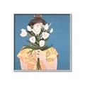 Picture of Girl with bouquet of flowers _GroupedProduct_Square_Canvas_Framed_