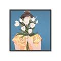 Picture of Girl with bouquet of flowers _GroupedProduct_Square_Canvas_Framed_