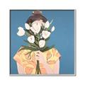 Picture of Girl with bouquet of flowers _GroupedProduct_Square_Canvas_Framed_