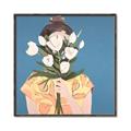 Picture of Girl with bouquet of flowers _GroupedProduct_Square_Canvas_Framed_