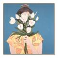 Picture of Girl with bouquet of flowers _GroupedProduct_Square_Canvas_Framed_
