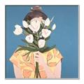 Picture of Girl with bouquet of flowers _GroupedProduct_Square_Canvas_Framed_